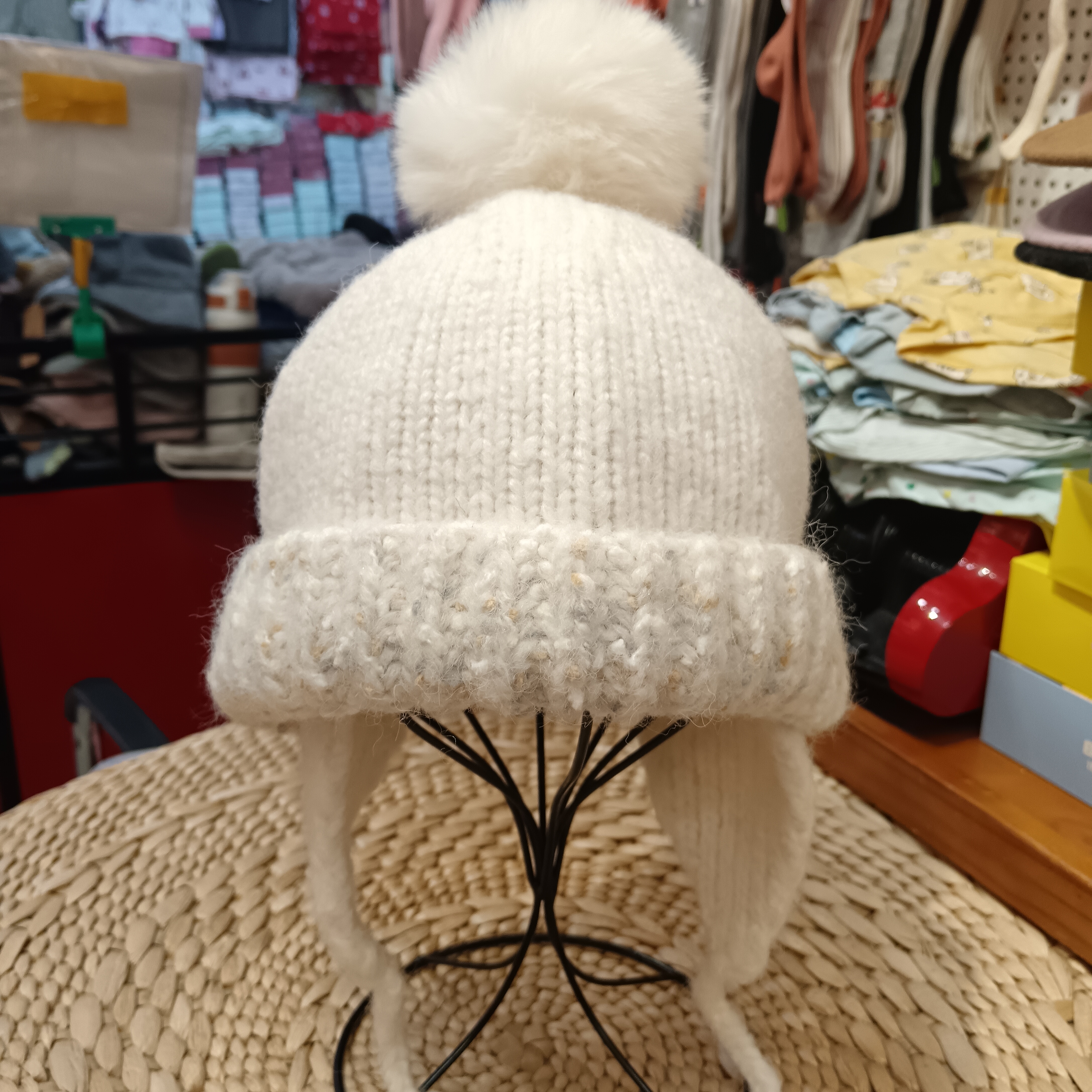 女秋冬季韩版百搭针织护耳保暖毛线帽加厚加绒防寒毛球包头帽