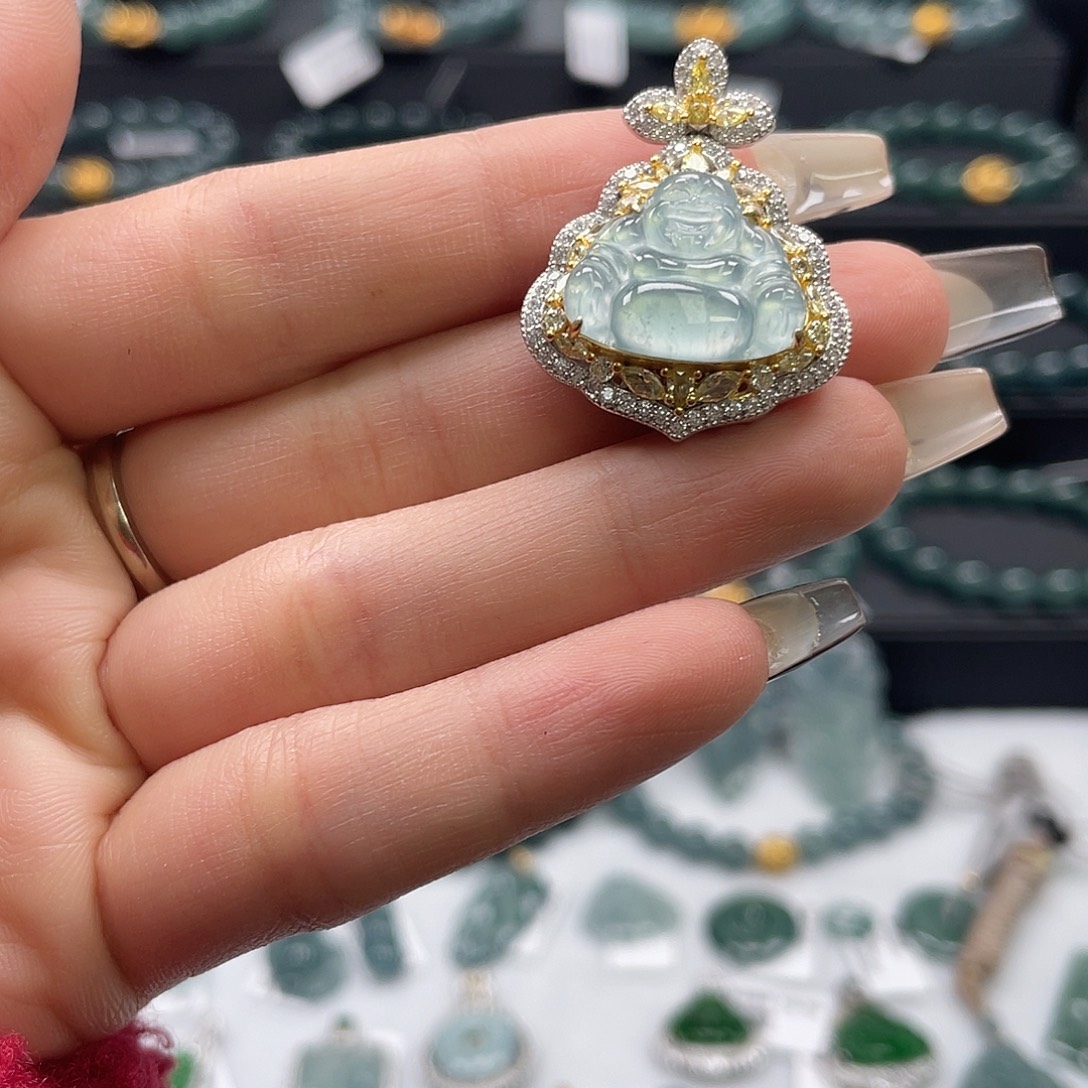 翡翠银S925镶嵌吊坠(不含链)