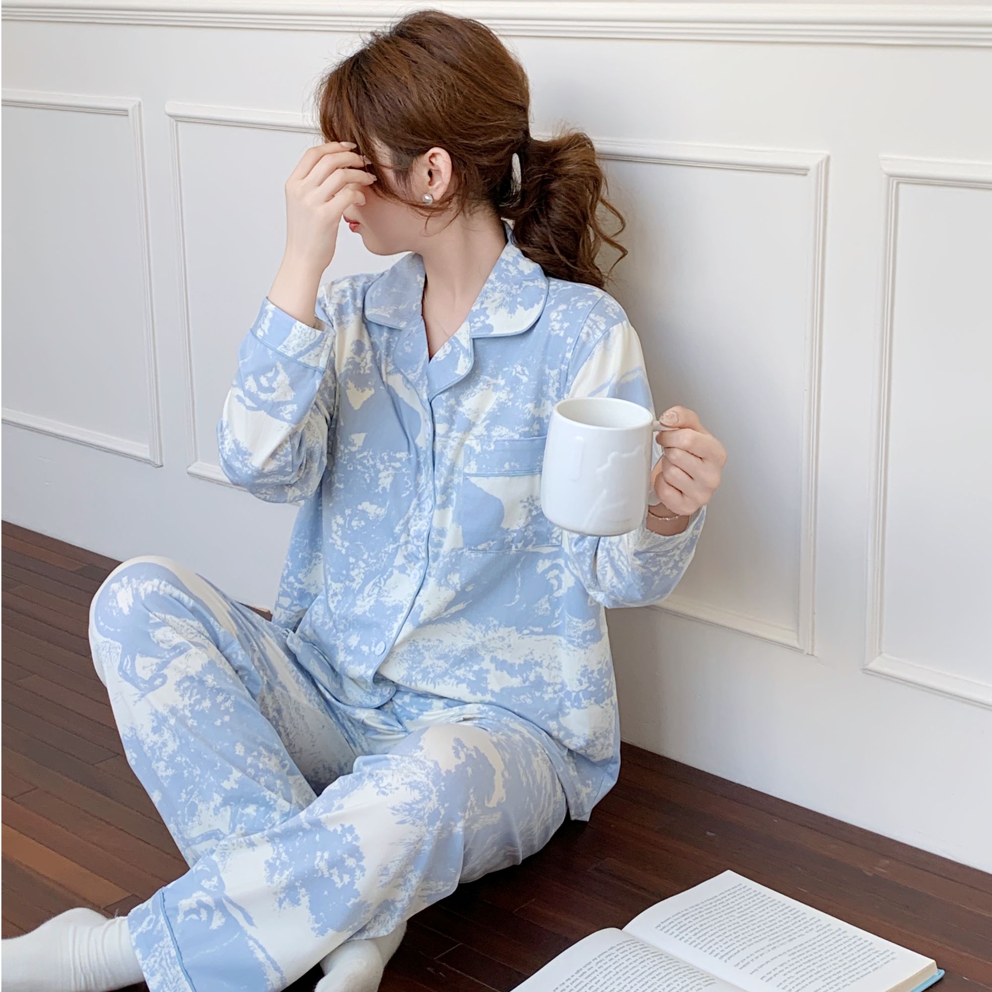 【秋冬云感棉带胸垫】月子服产后哺乳睡衣孕妇喂奶住院服家居服产妇