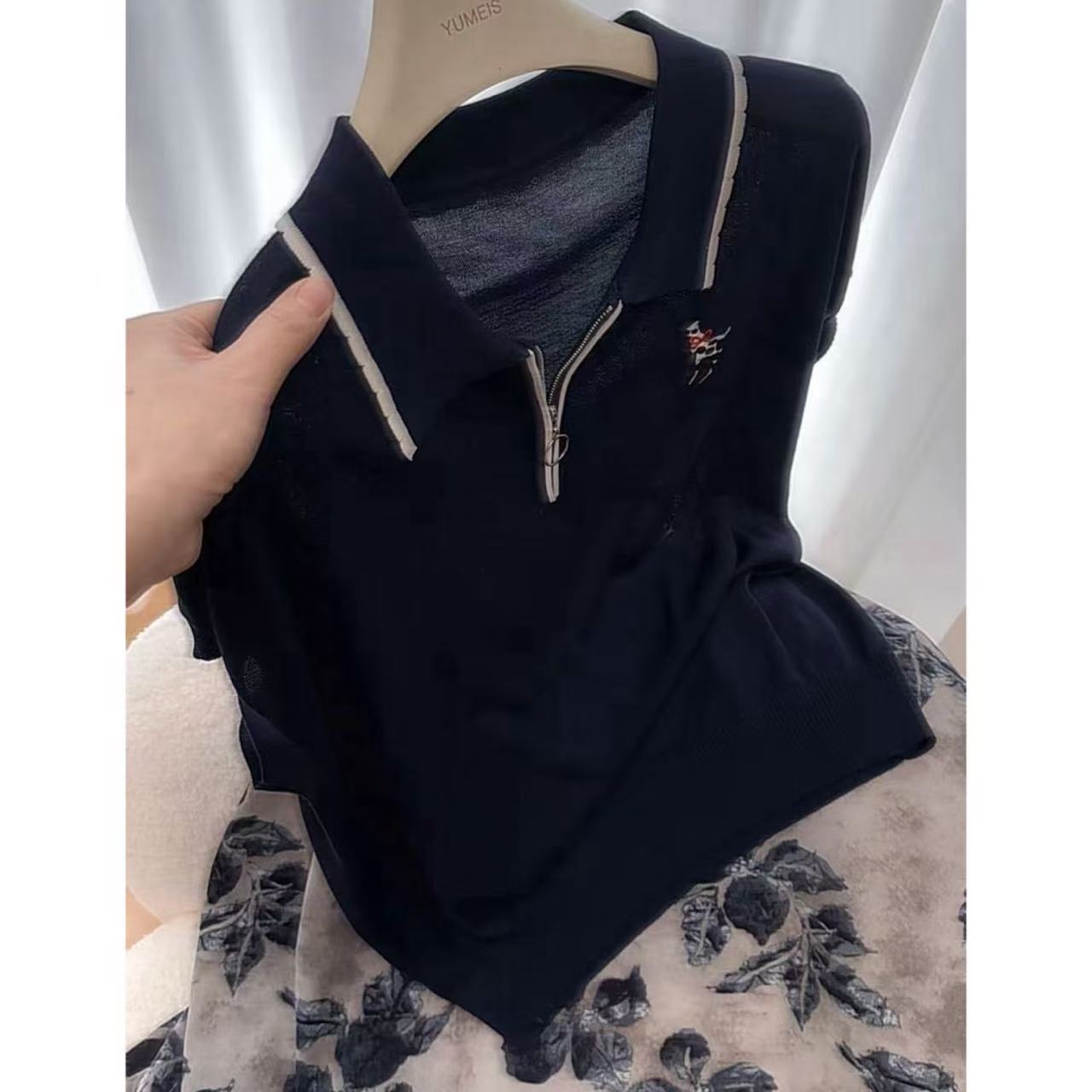 丽丽家~斑点狗翻领气质时尚休闲百搭飞袖上衣