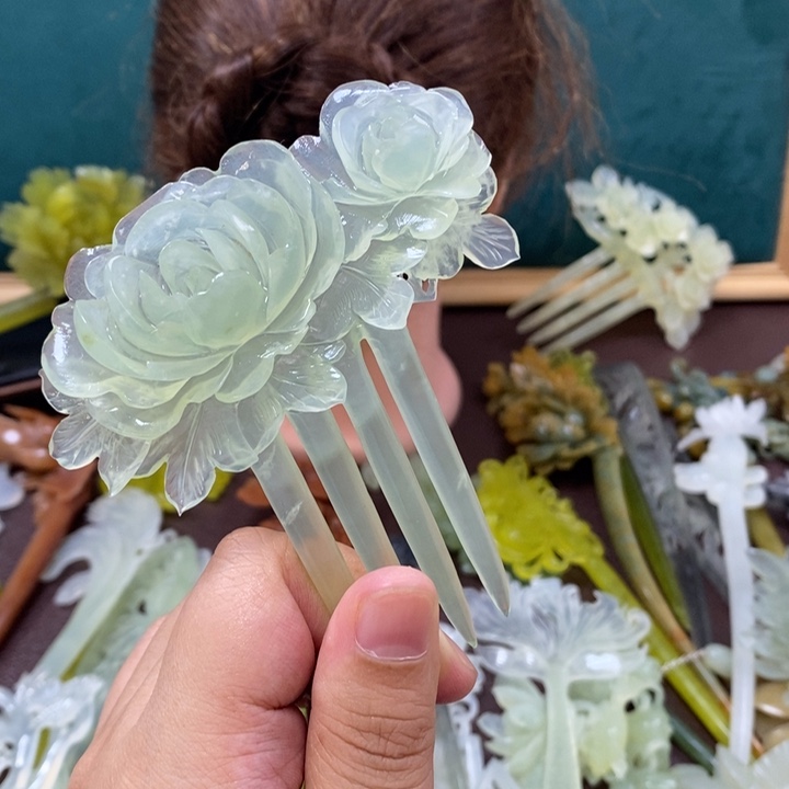 蛇纹石玉发饰未镶嵌夏*