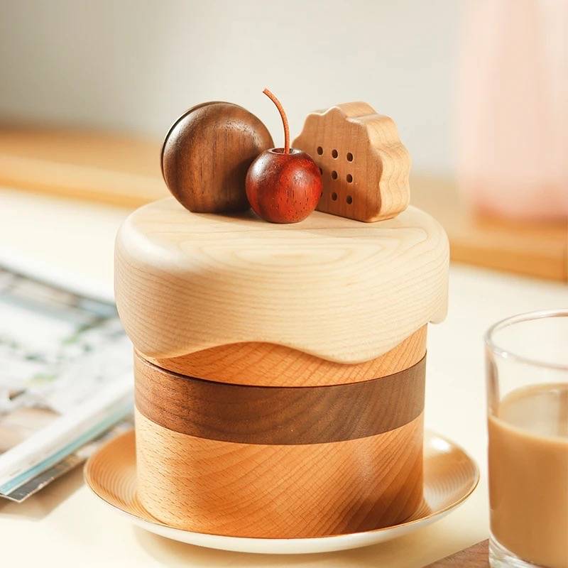 长友奶香布朗首饰盒桌面整理盒高级感桌面摆件女生可爱原木风茶几