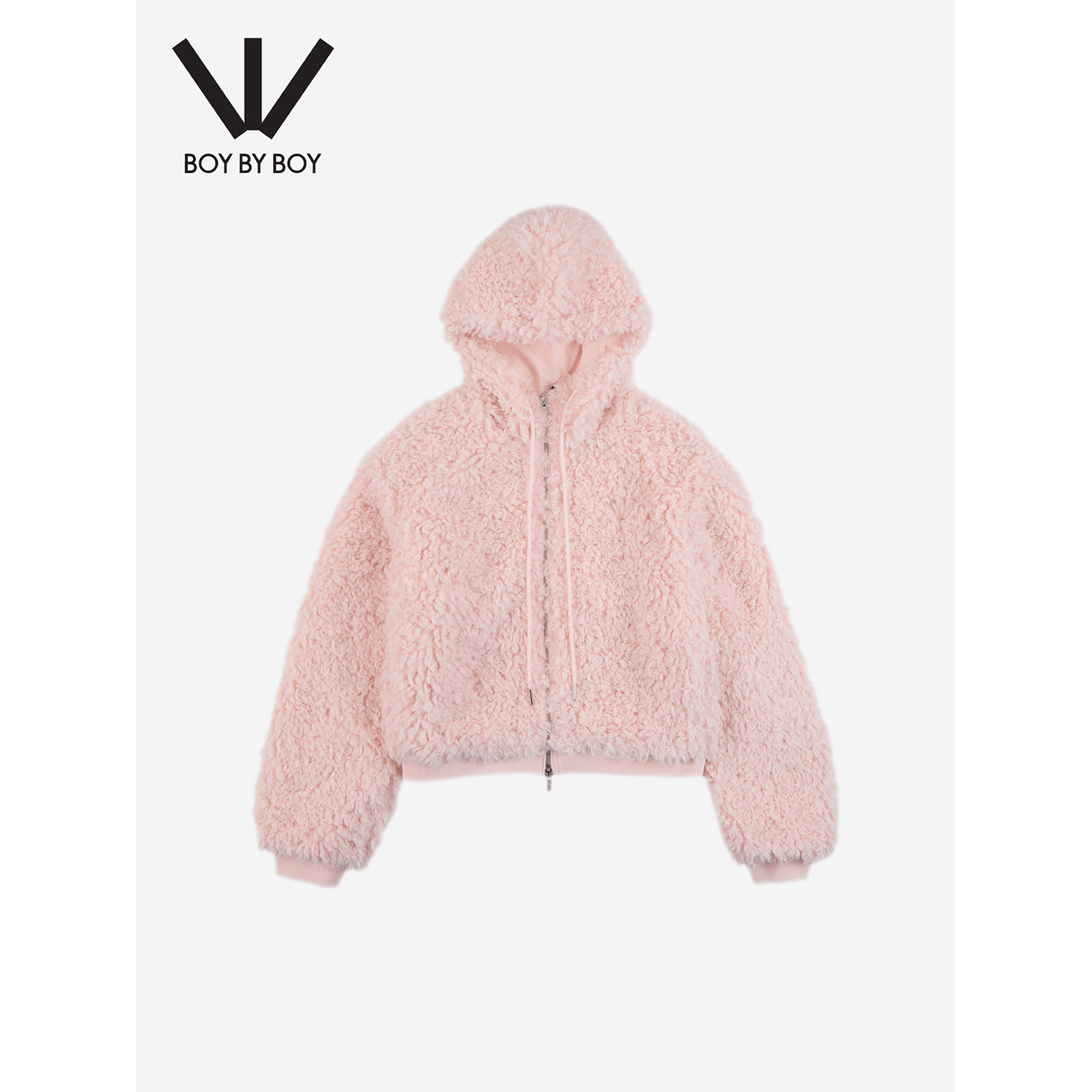 BOY BY BOY潮牌女装25秋冬粉色泰迪熊仿羊羔毛绒连帽外套W12004