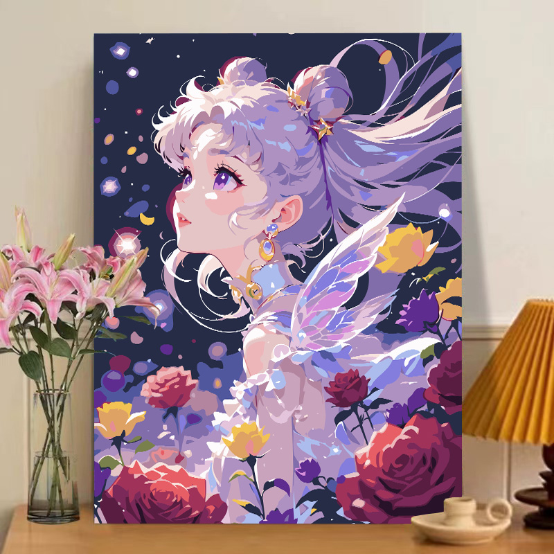 美少女战士diy数字油画手绘填色水冰月卧室油画