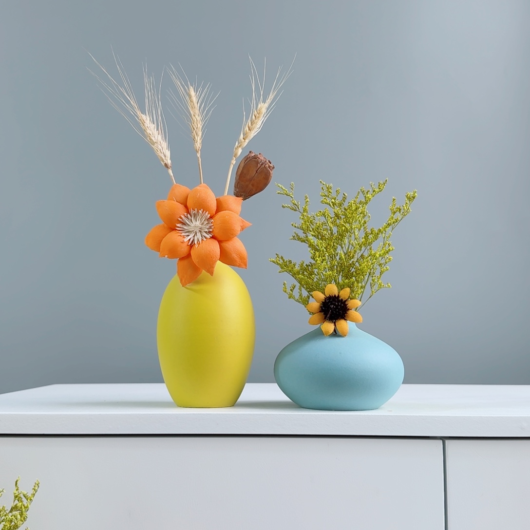 摆件陶瓷花瓶摆件含花总高约20-30cm