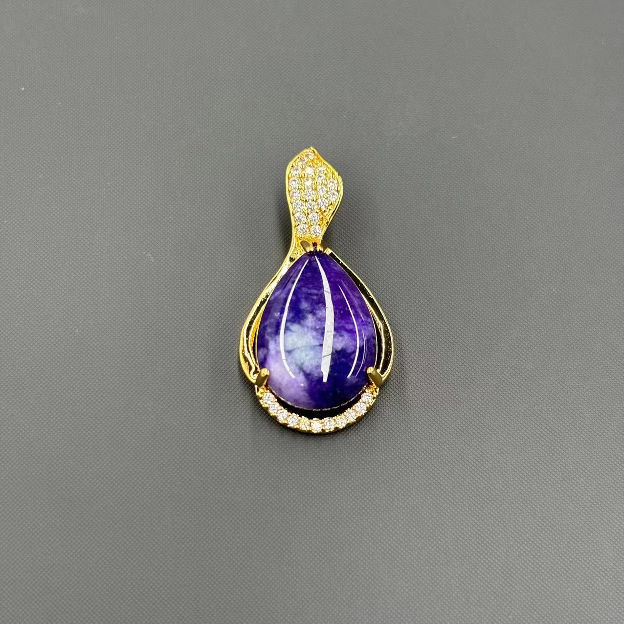 y2349-国风设计款舒紫俱来玛瑙水滴吊坠-赠礼盒-赠链