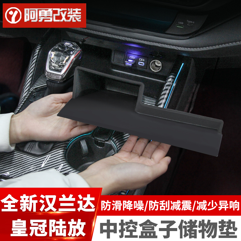 适用22-25款汉兰达中控盒子储物防滑垫皇冠陆放车内储物槽垫阿勇