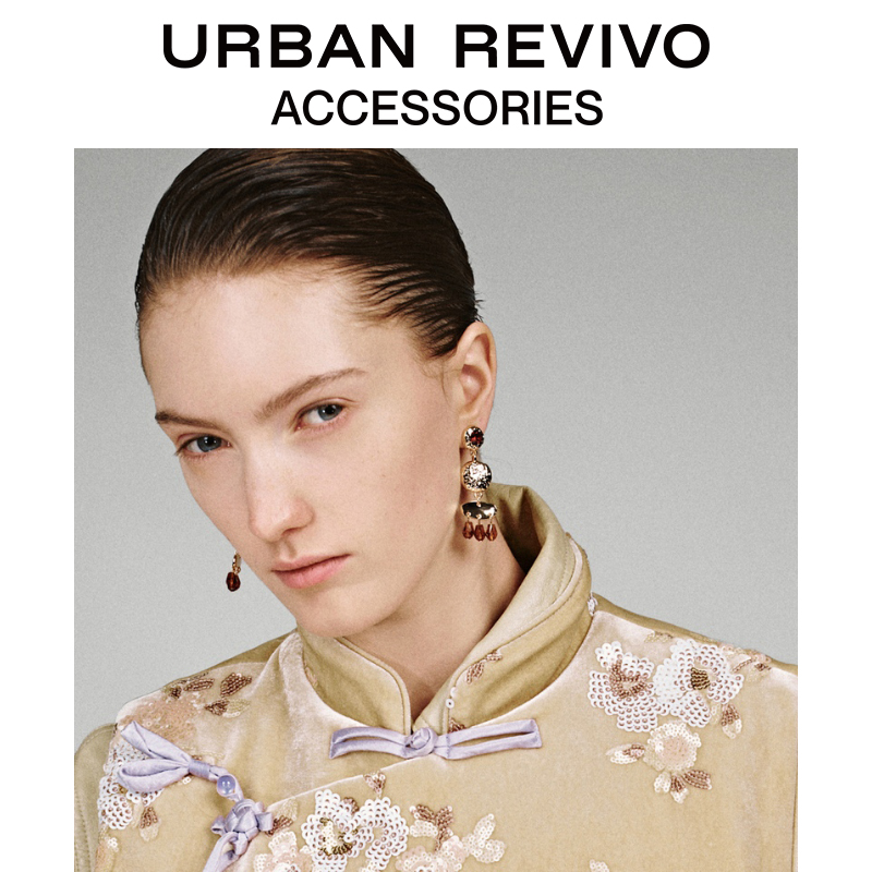 锌合金玻璃耳饰 URBANREVIVO2025新款女士耳环三对装UAWA50183