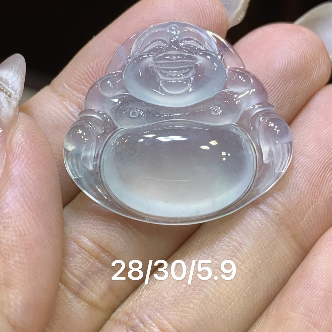 缅甸天然A货翡翠种老起光，通透冰飘绿佛公