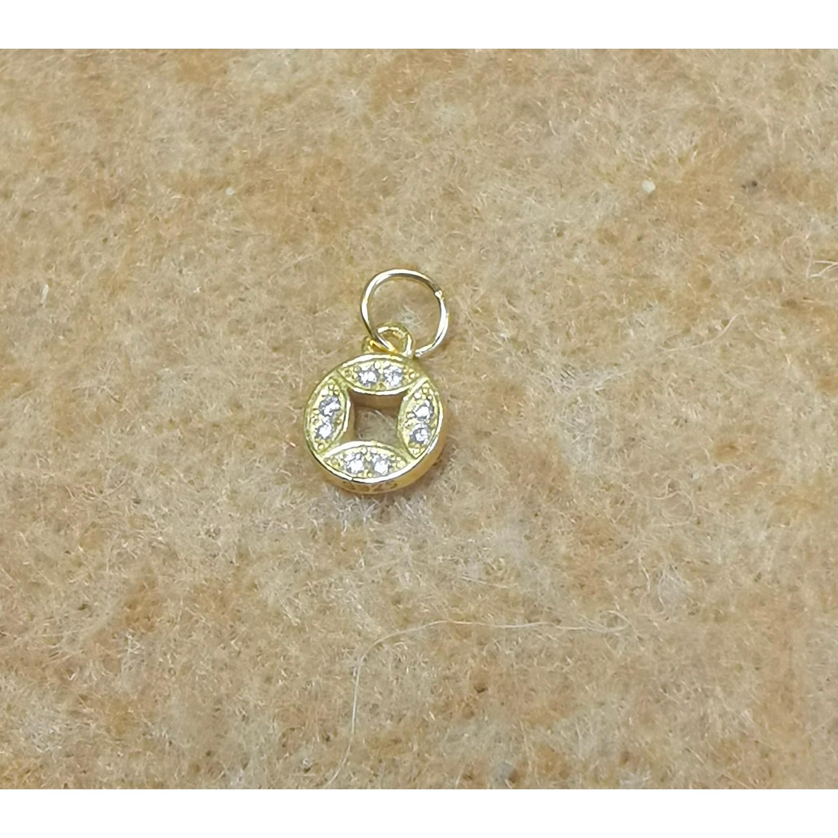 银镀金 镶钻（锆石）钱币小滴溜