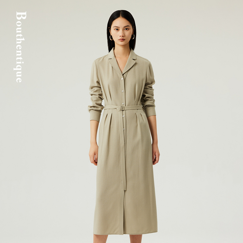 Bouthentique收腰长袖连衣裙223421D1M44