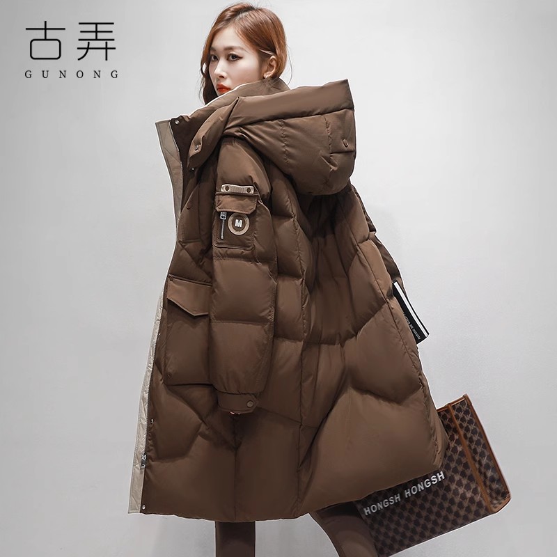 原创设计白鸭绒羽绒服女中长款2024冬季新款高级感超好看茧型外套