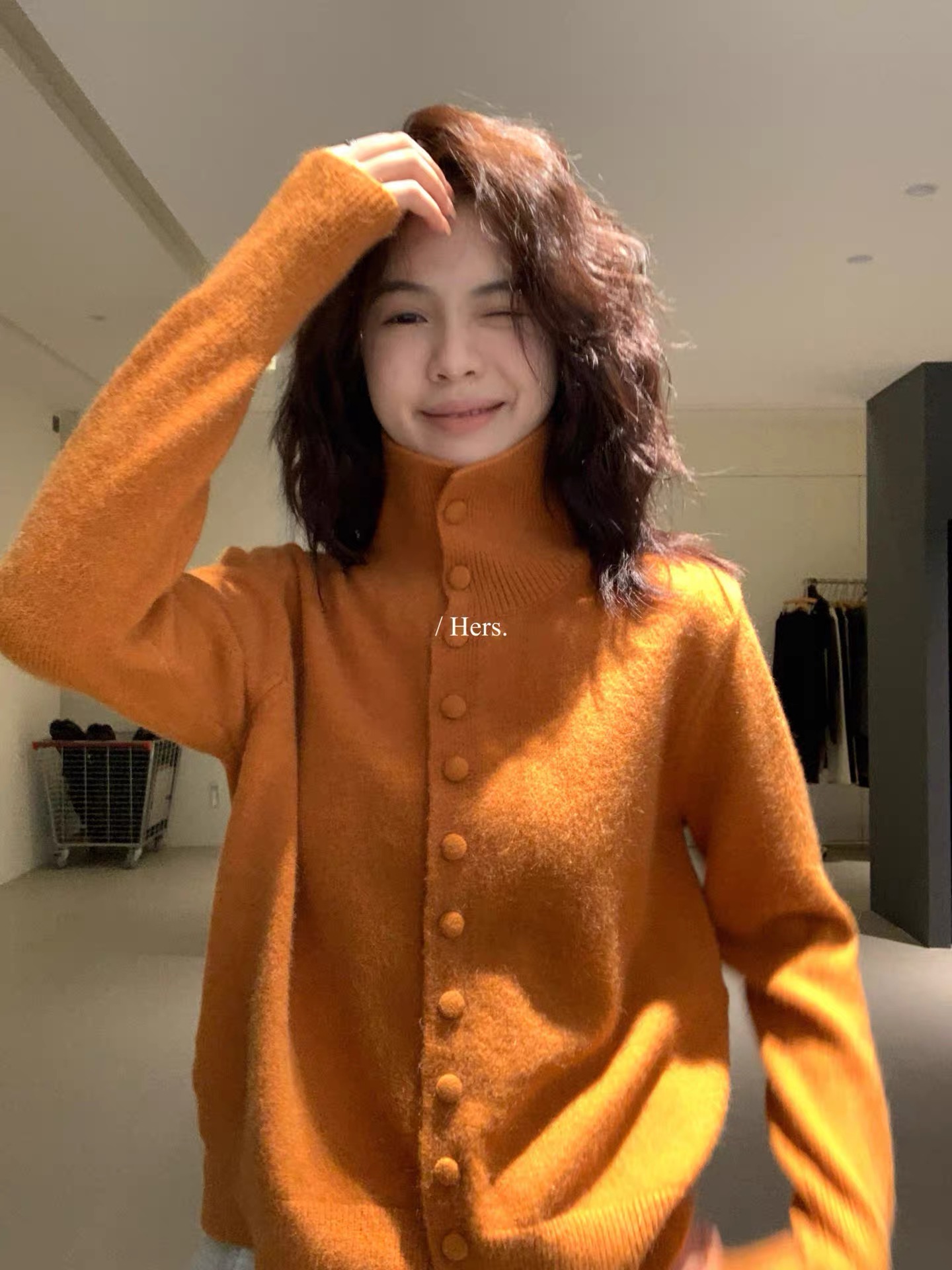 【k101】韩版高领纽扣开衫百搭简约针织毛衣外套k101