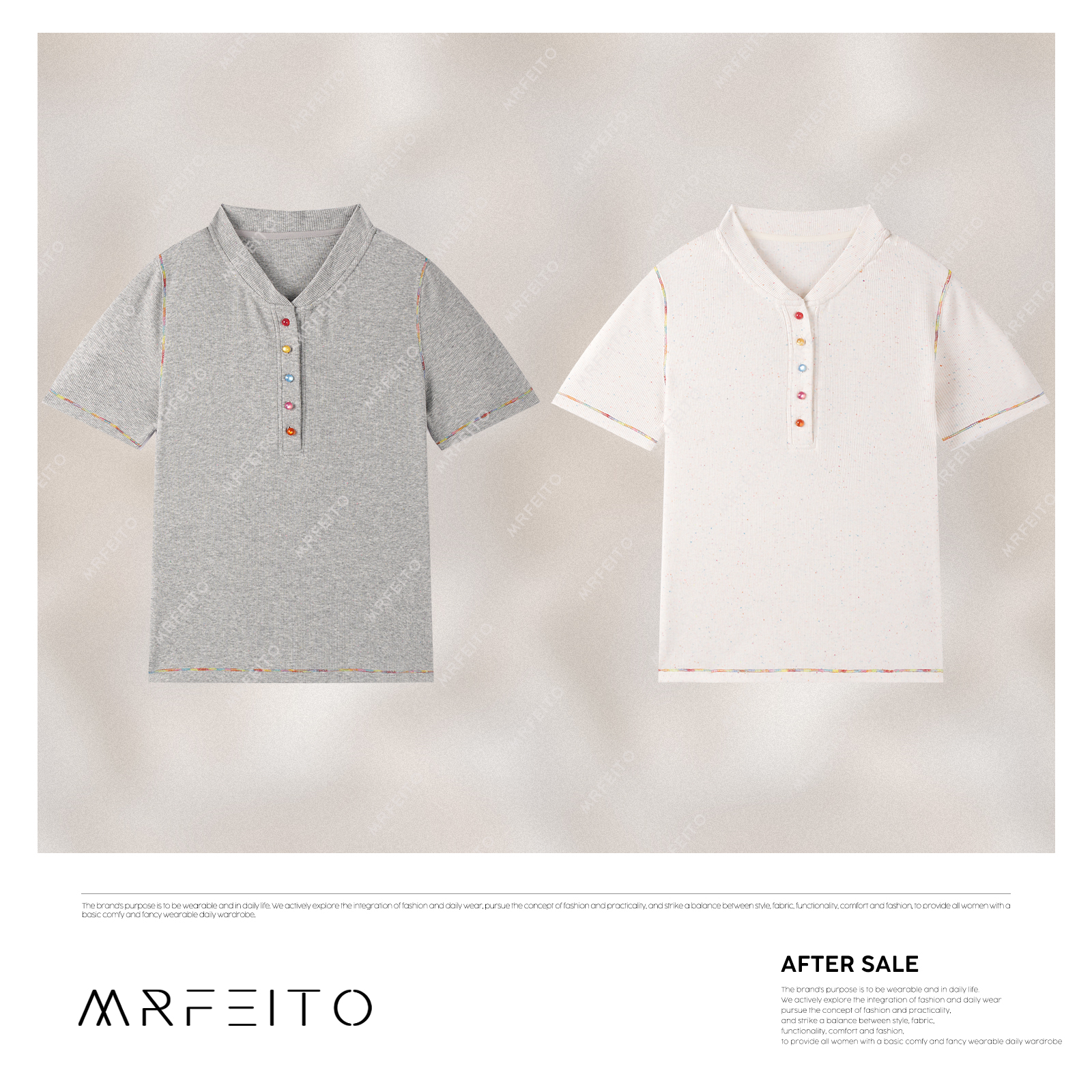 【繁星点点】2025新款彩纱手缝线彩扣休闲短袖T恤H1200TX02C30809