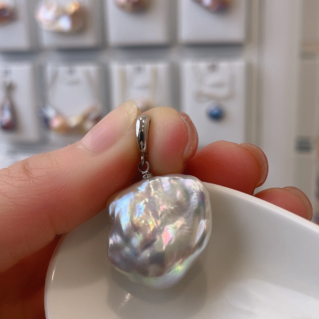 淡水珍珠天然珍珠巴洛克银S925镶嵌