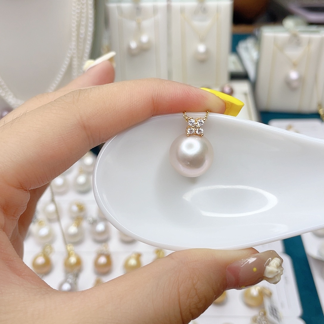 淡水珍珠银S925镶嵌吊坠(不含链)