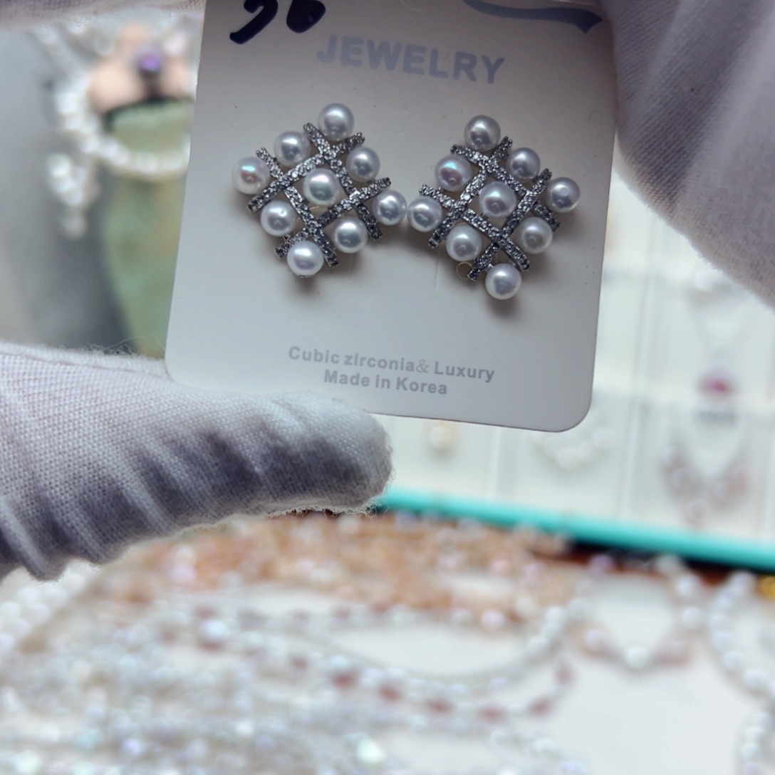 淡水珍珠耳钉合金