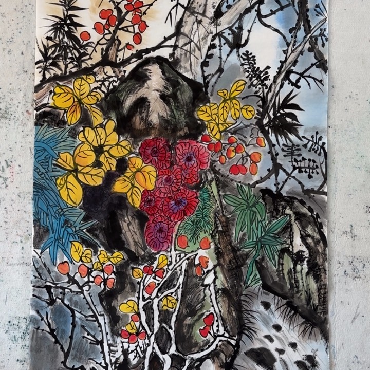 国画四尺纯手工绘画作品