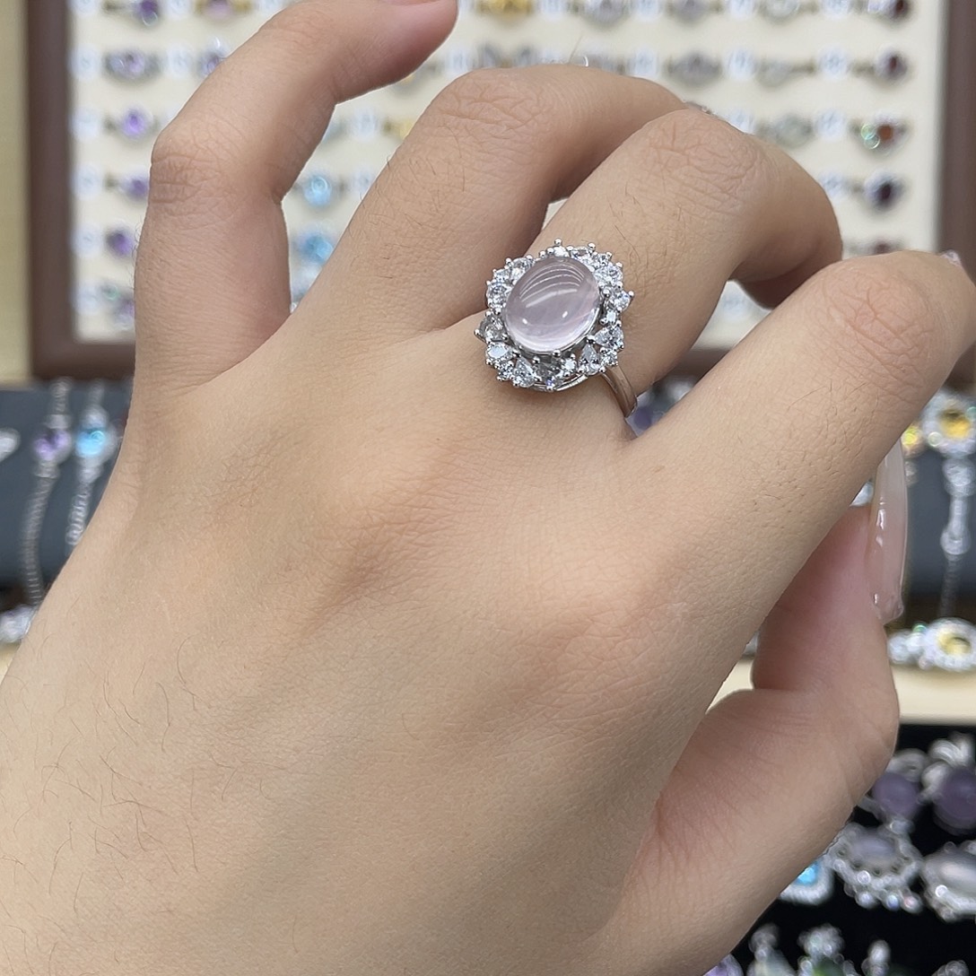 银S925镶嵌戒指芙蓉石