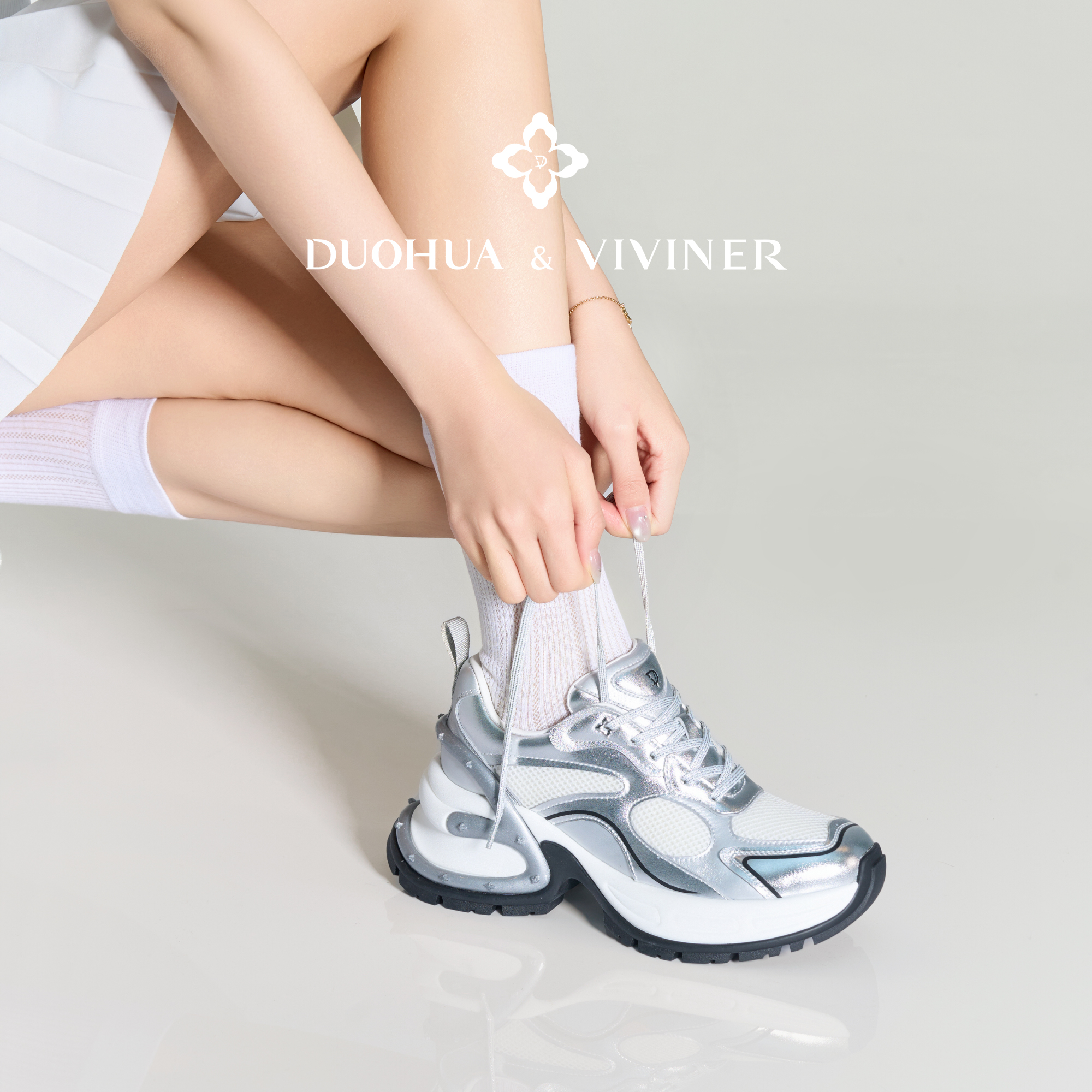 【凤凰传奇同款】DV25春季时尚厚底增高运动鞋DUOHUA&VIVINER