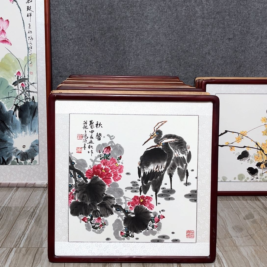 国画书画作品带框63×63