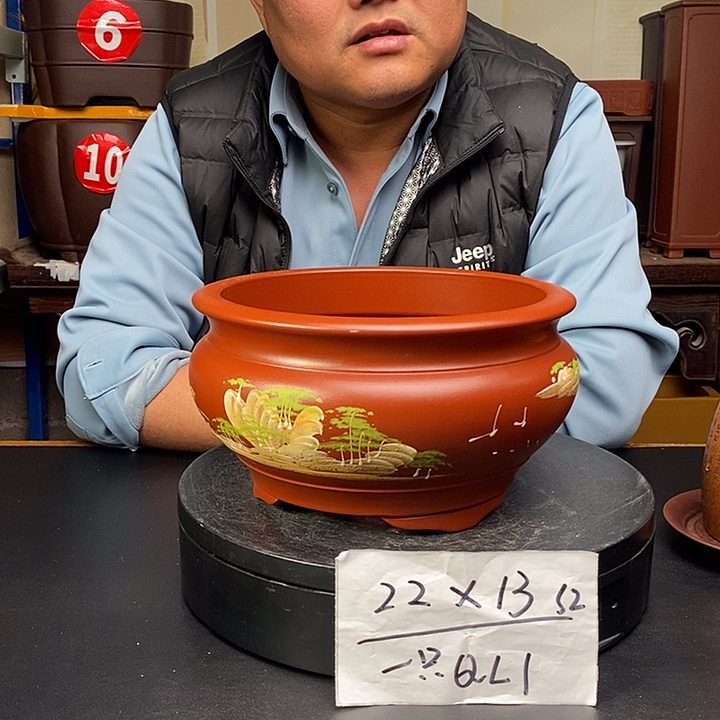 紫砂花盆货号一只QL1