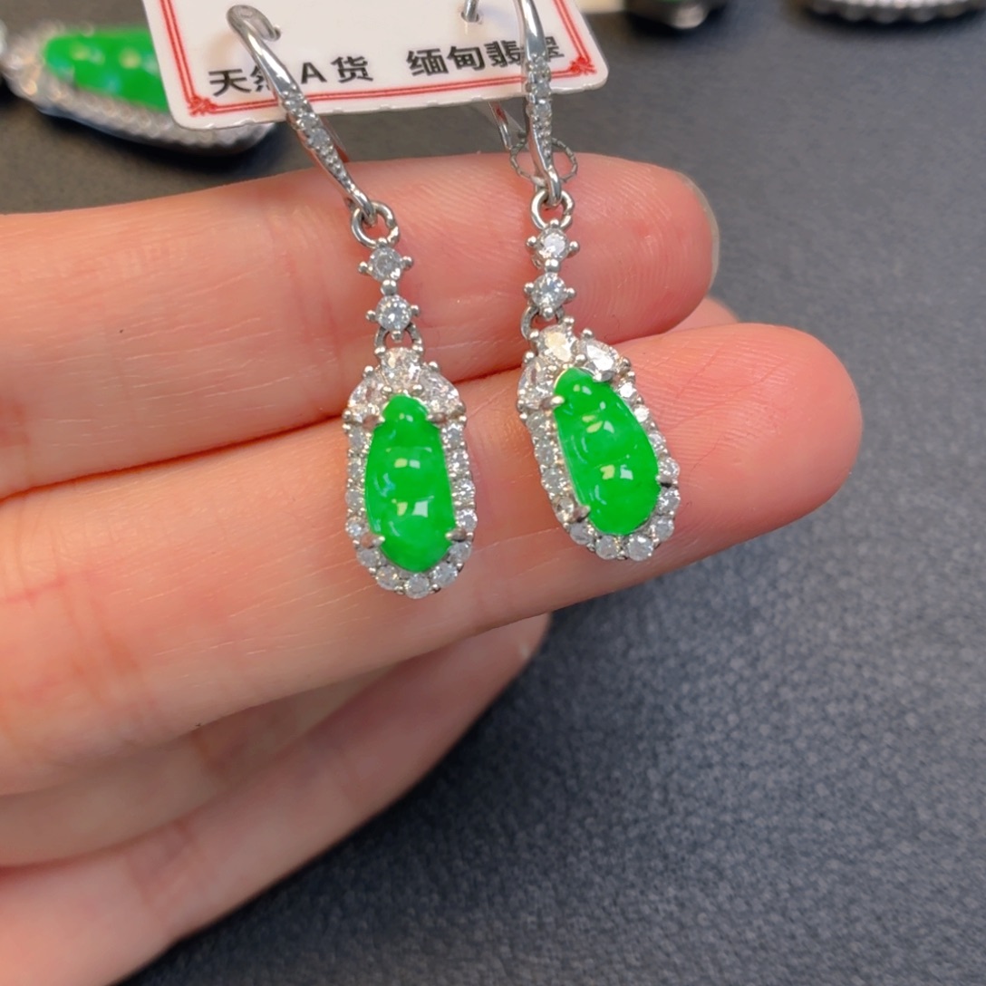 翡翠银S925镶嵌吊坠(不含链)耳坠