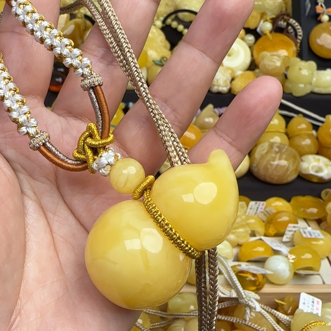 蜜蜡套链未镶嵌天然焦皮料蜜蜡葫芦