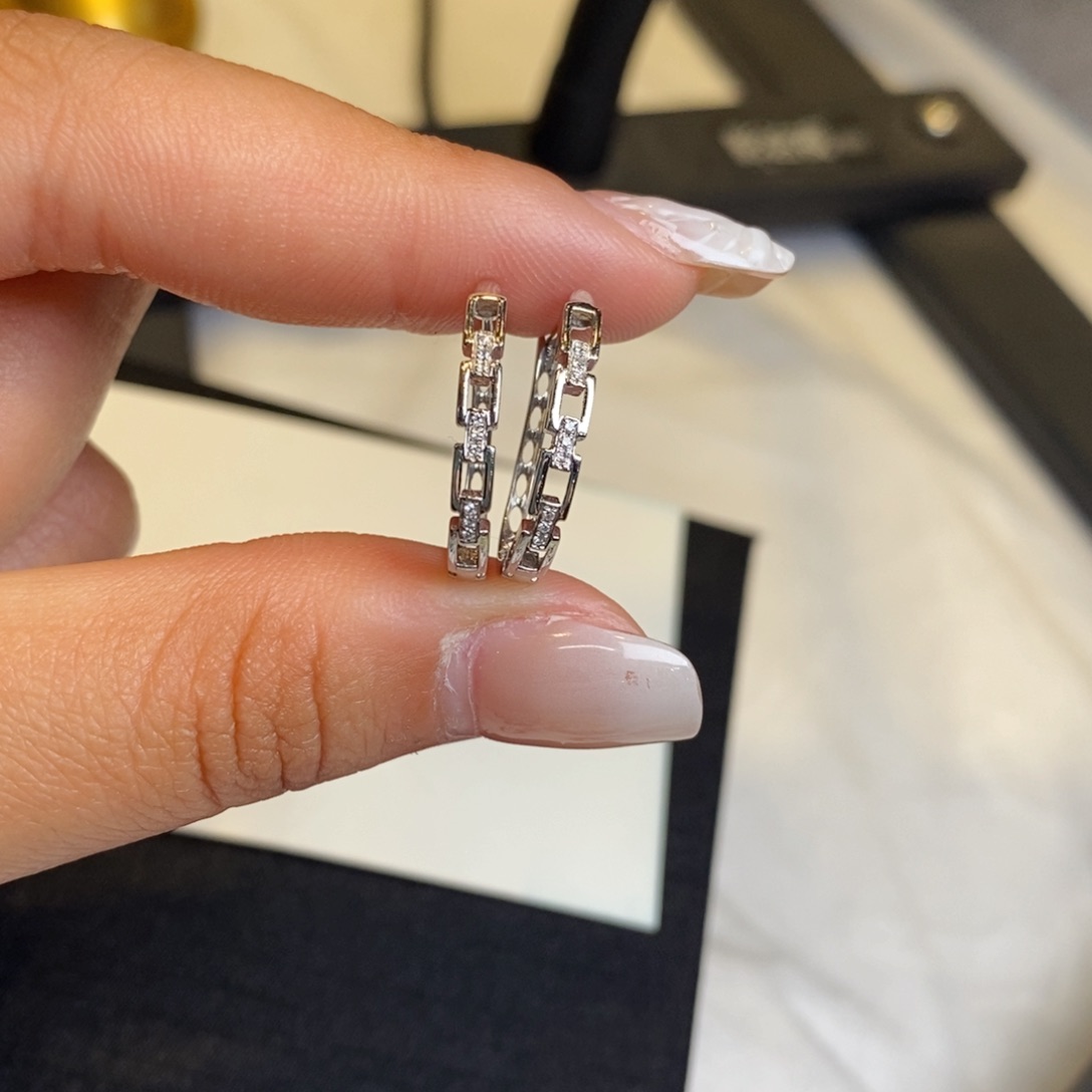 钻石耳饰18K金镶嵌设计款锁链耳包（搭甜甜圈、轮胎圈）