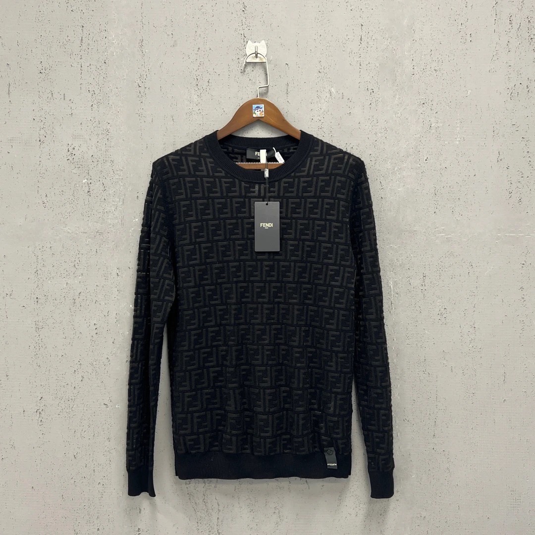 99新 FENDI/芬迪 镂空双F老花满印毛衣 50码 B0033