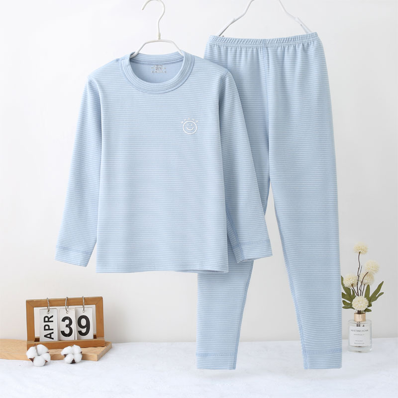 【浙风】儿童保暖内衣条纹青少年男童女童秋衣秋裤打底阳离子秋冬款