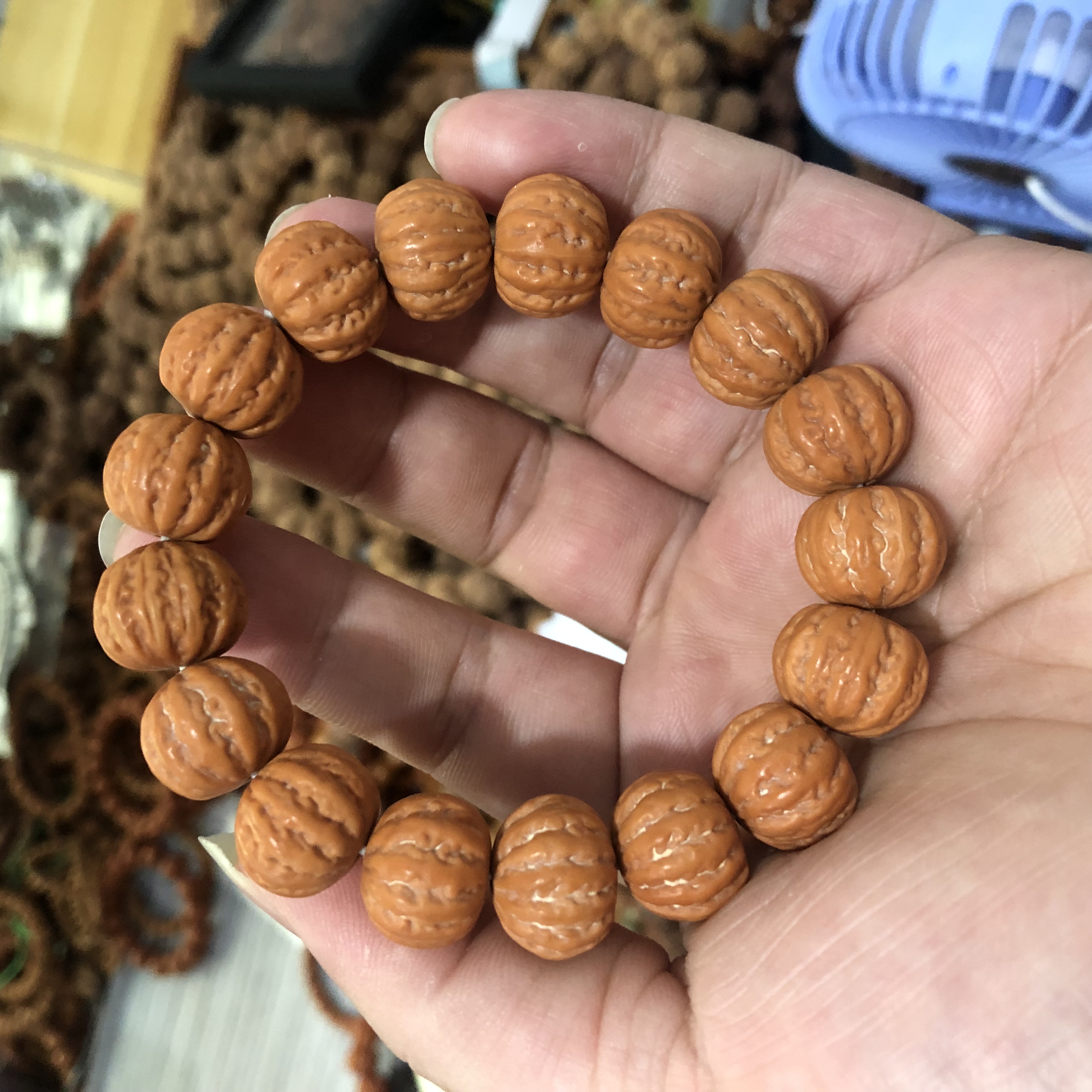 直播专享 京八棱15mm左右猴头核桃手串京八棱精品猴头核桃