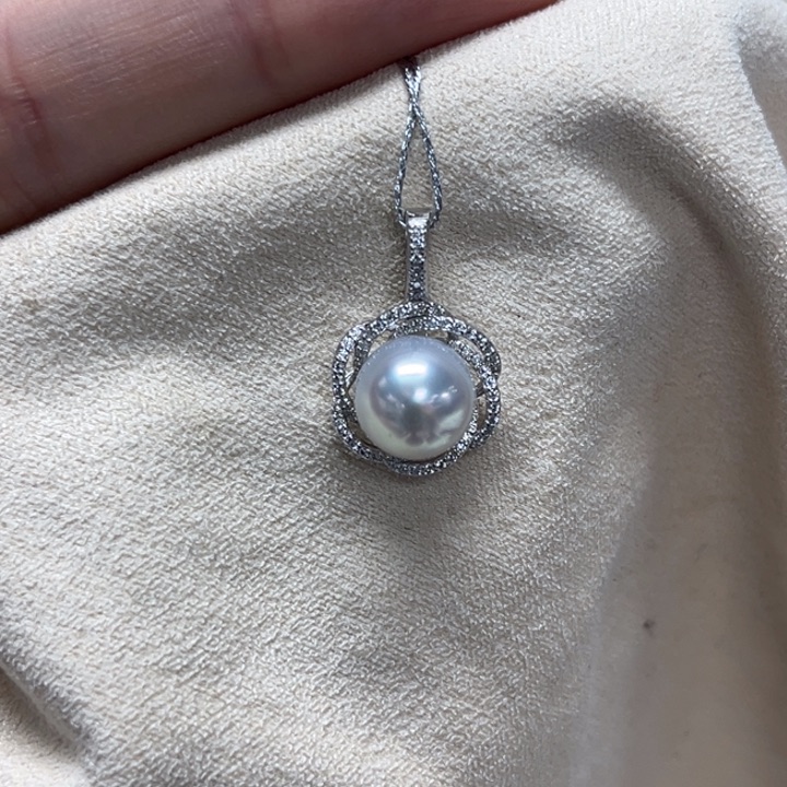 颈饰银S925镶嵌海水珍珠澳白 8-9mm 150号