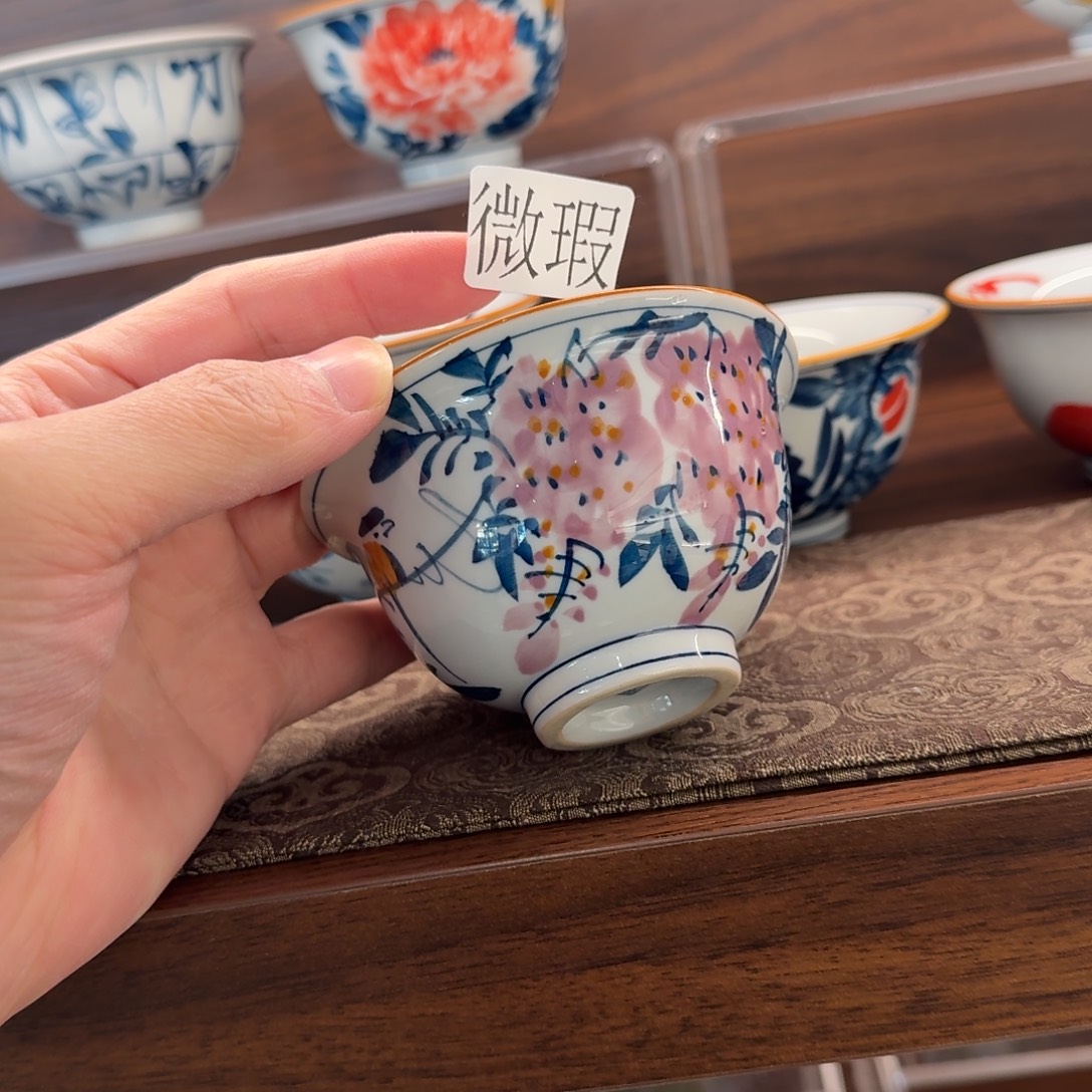 釉下手绘茶具微瑕