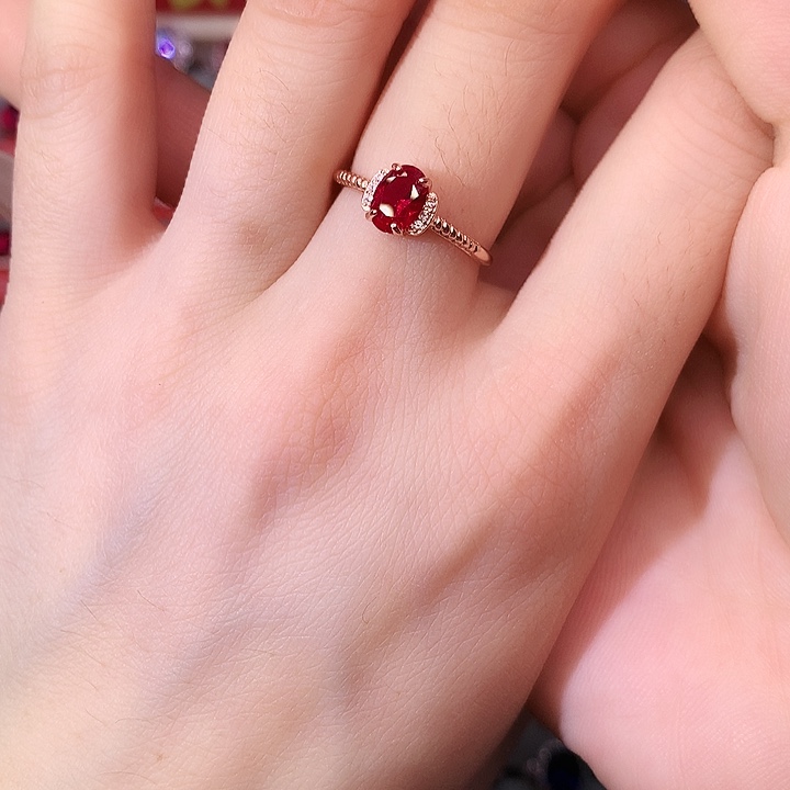 红宝石戒指银S925镶嵌