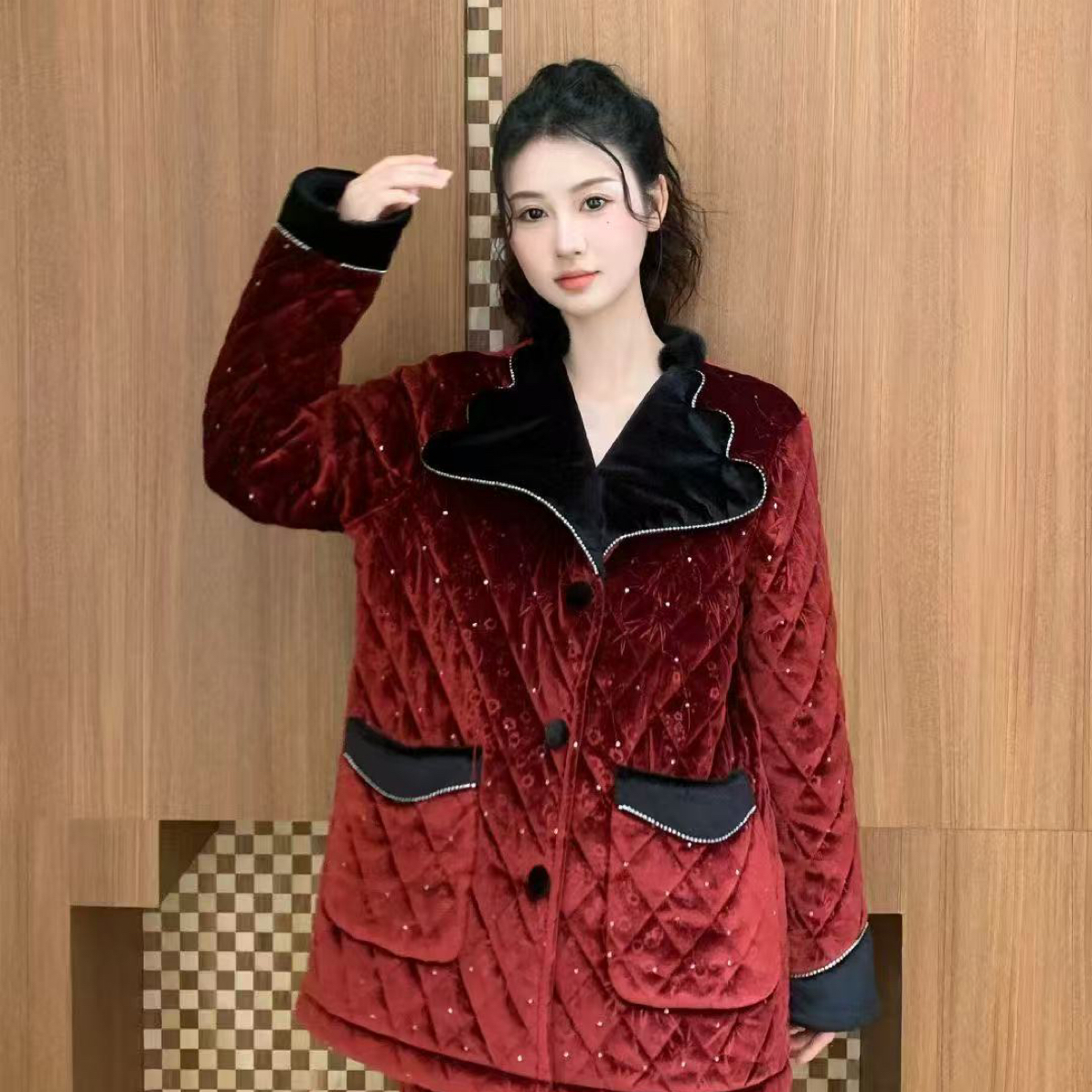 原艾慕优，原创冬季加厚保暖可外穿一缕暮色轻奢家居服睡衣