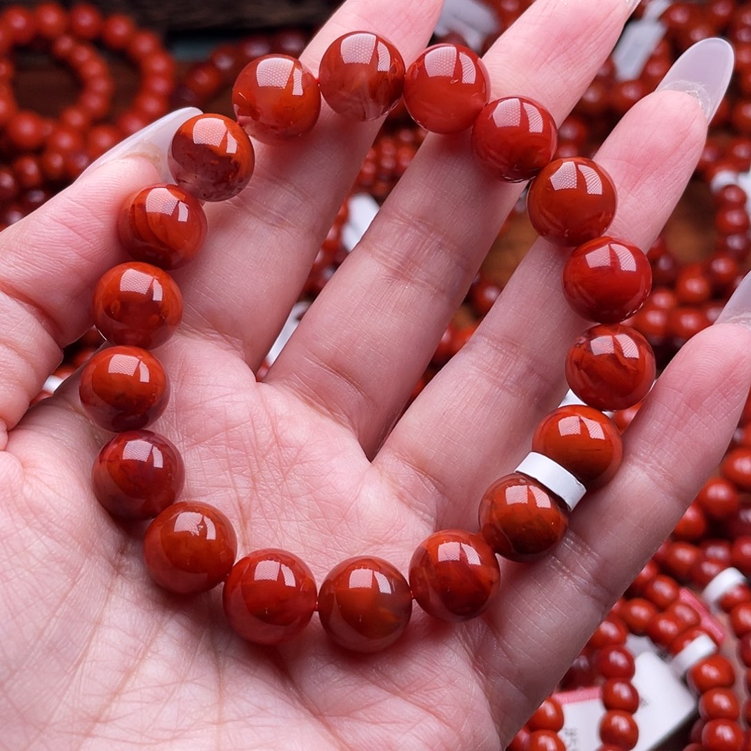南红玛瑙未镶嵌瓦西原矿圆珠11mm