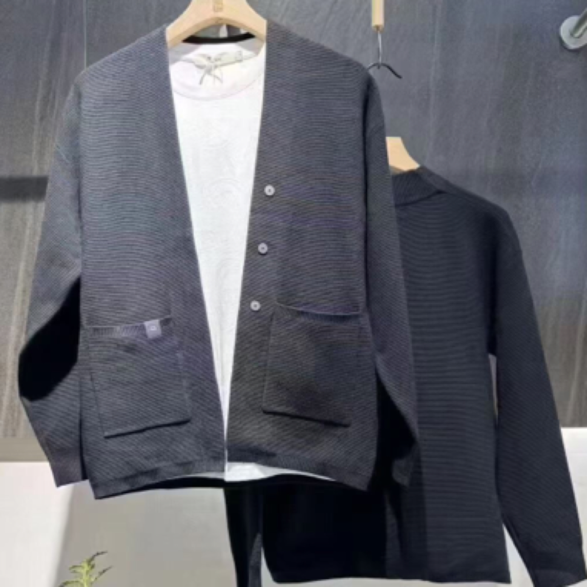 毛衣针织衫男士韩版立领针织外套黑色秋款春季开衫