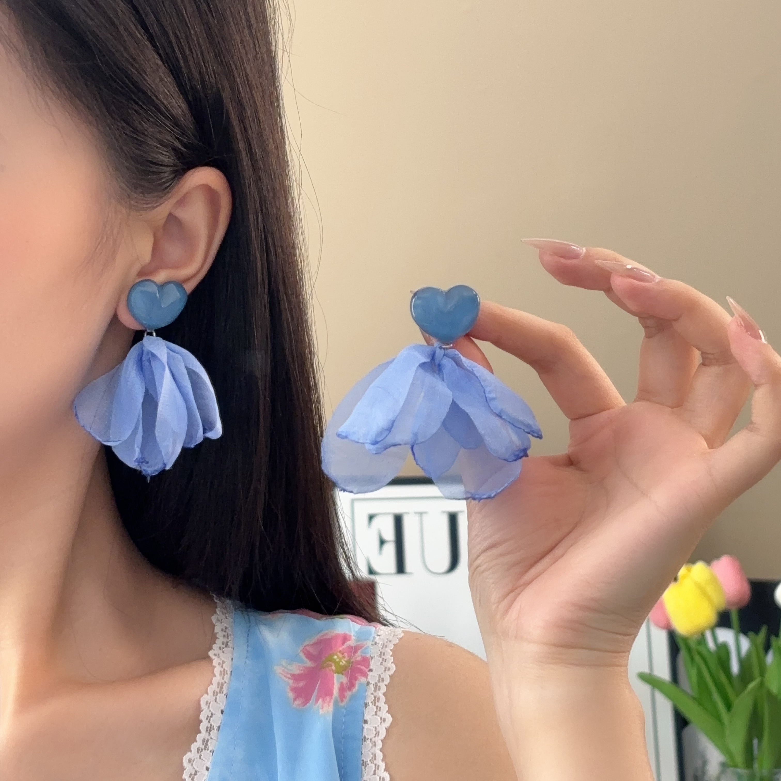 合金布艺耳饰 D104-s925耳饰2025新款爆款高级感女生配饰耳环