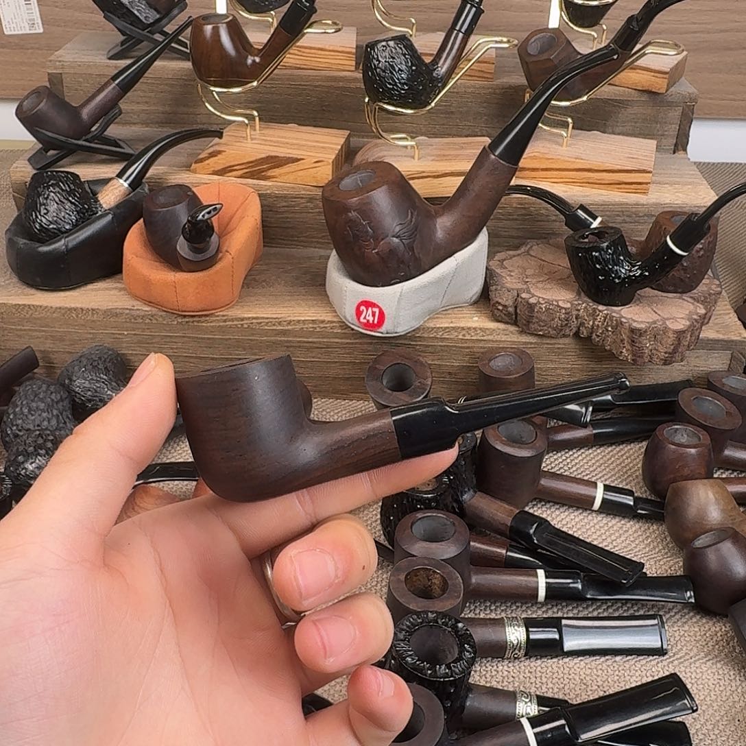 青***巅黑檀木黑檀木手工烟斗