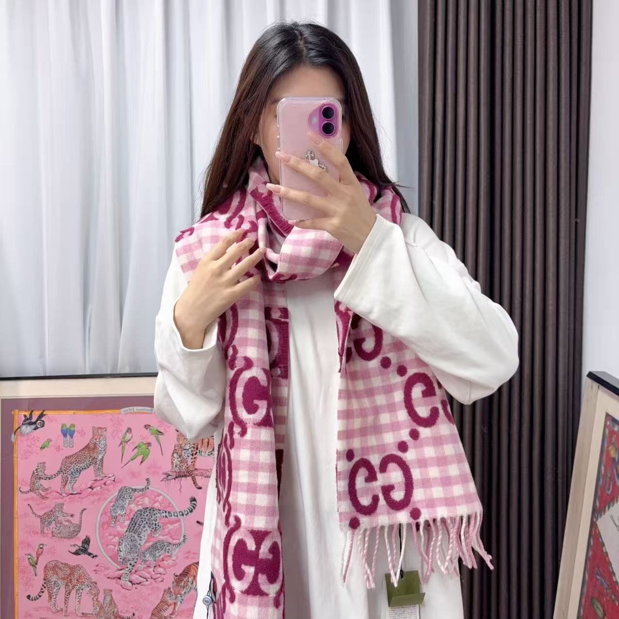 95新 GUCCI/古驰 麦殿/棉质围巾35×240/251127TMJLZ01