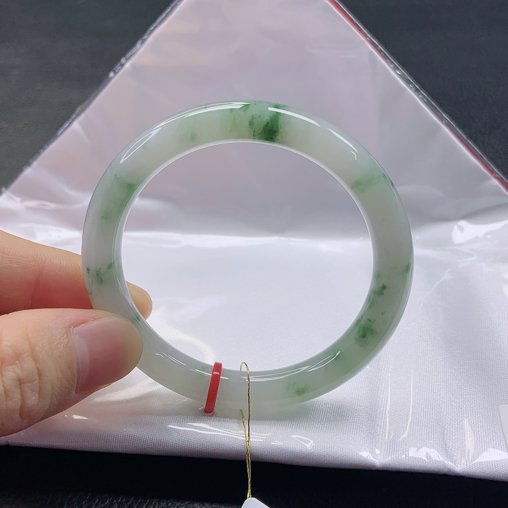 51圈糯冰种飘花（圆镯）缅甸天然a货精致时尚