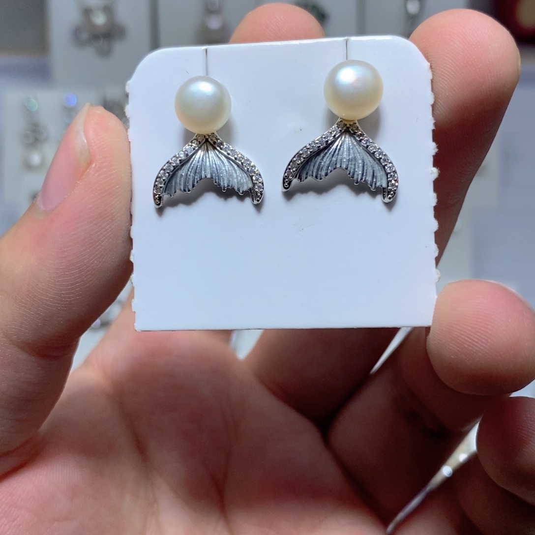 耳饰淡水珍珠银S925镶嵌