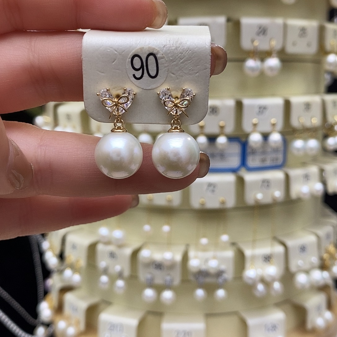 淡水珍珠耳饰银S925镶嵌