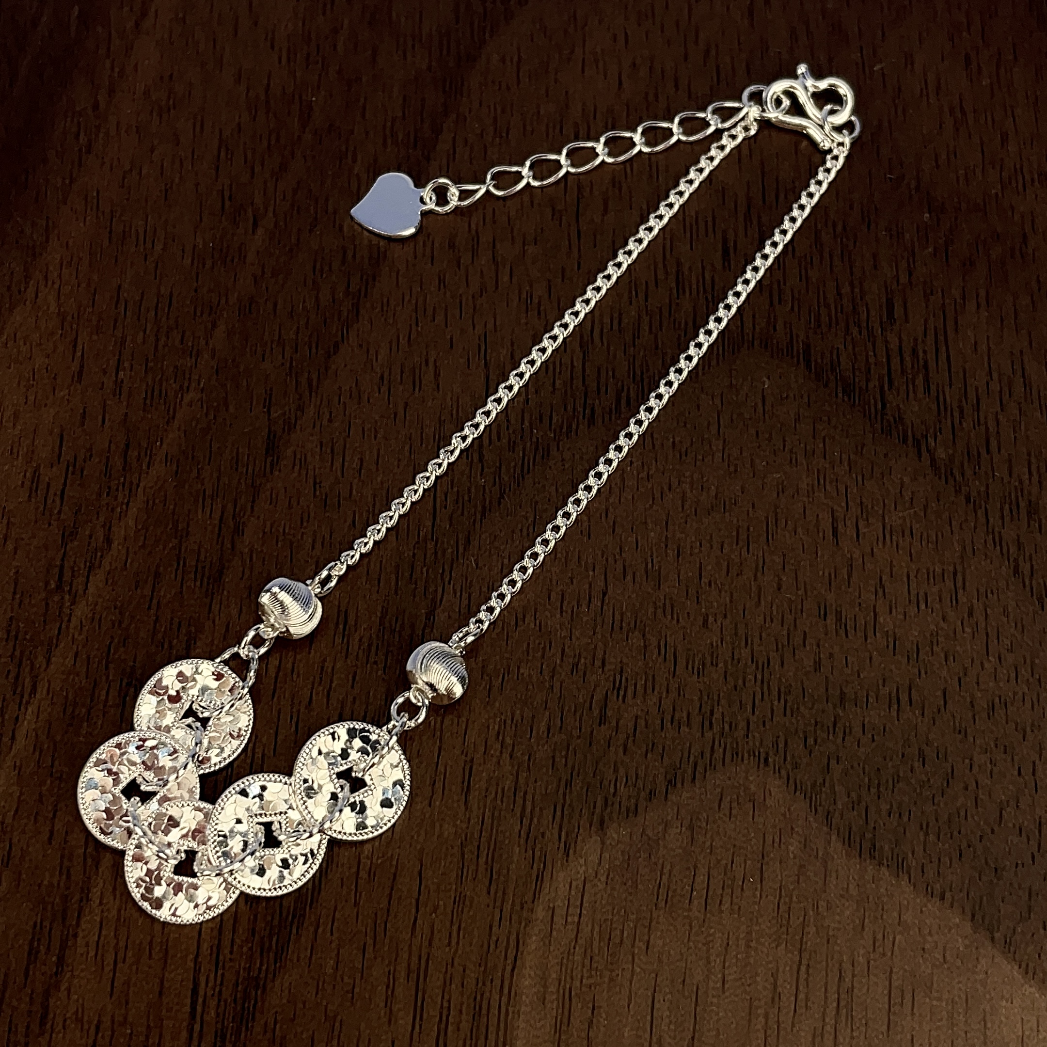 君派 足银手链 【银五帝钱手链】足银999手链经典气质百搭时尚款