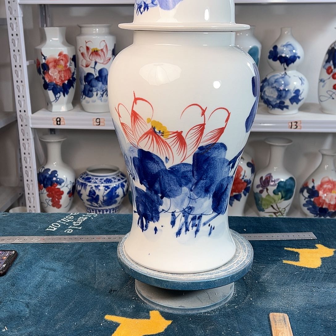 摆件景德镇陶瓷将荷花
