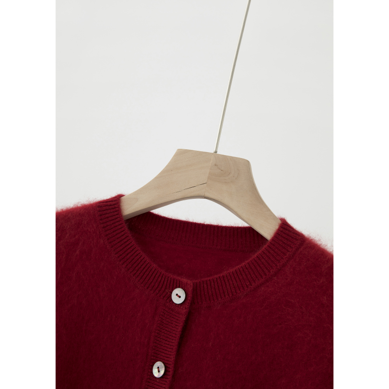 圆领双口袋百搭冬羊绒针织开衫ZZS4L0410