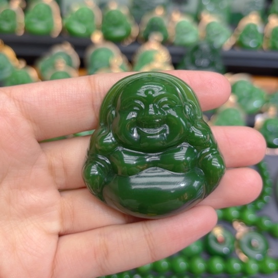 颈饰未镶嵌和田玉（碧玉）特价辣绿47m编绳