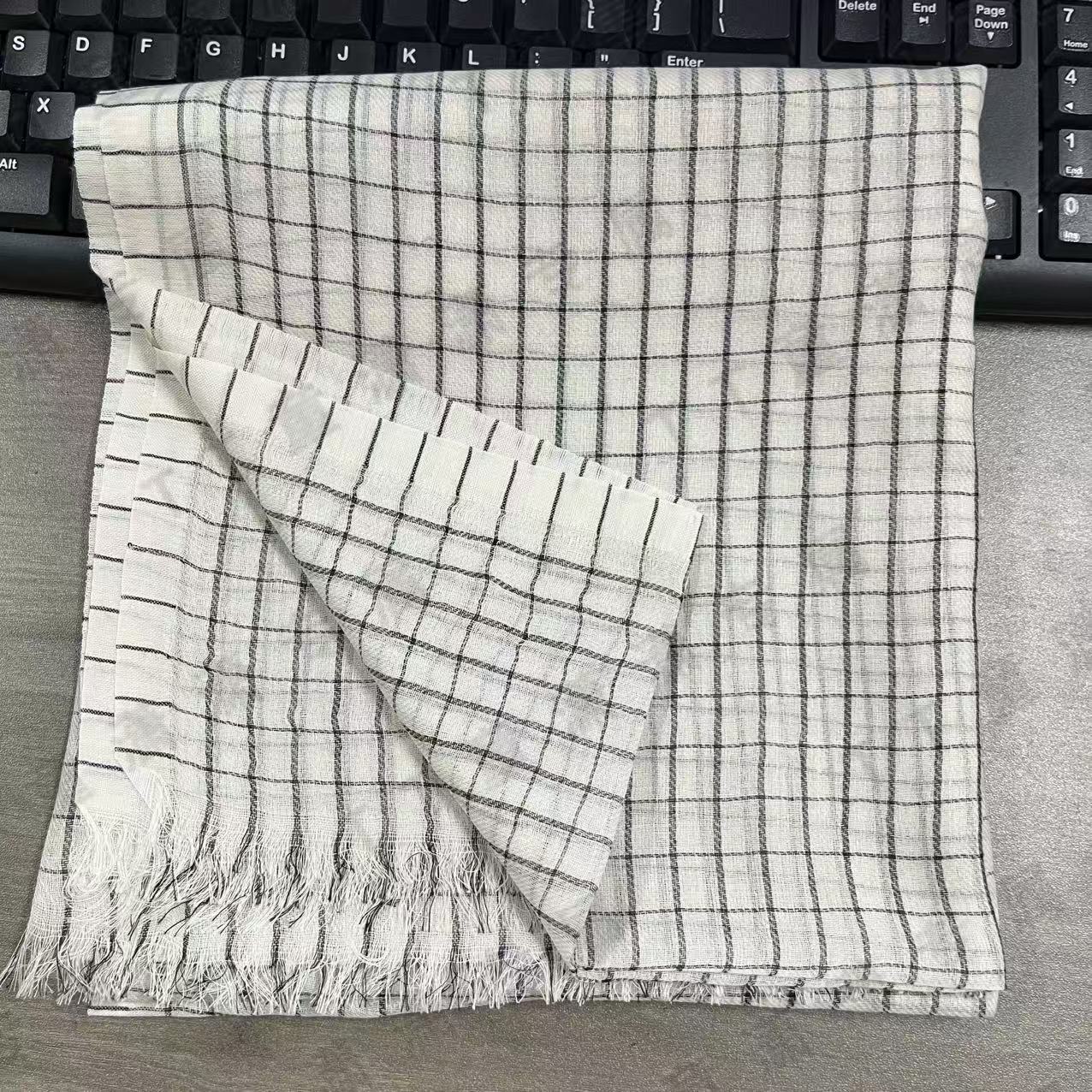 （小白格）戒指绒95*200左右长巾