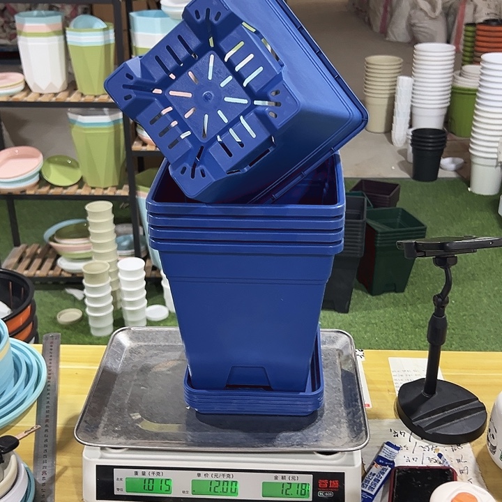 正品方盆口20高22蓝色带托5只